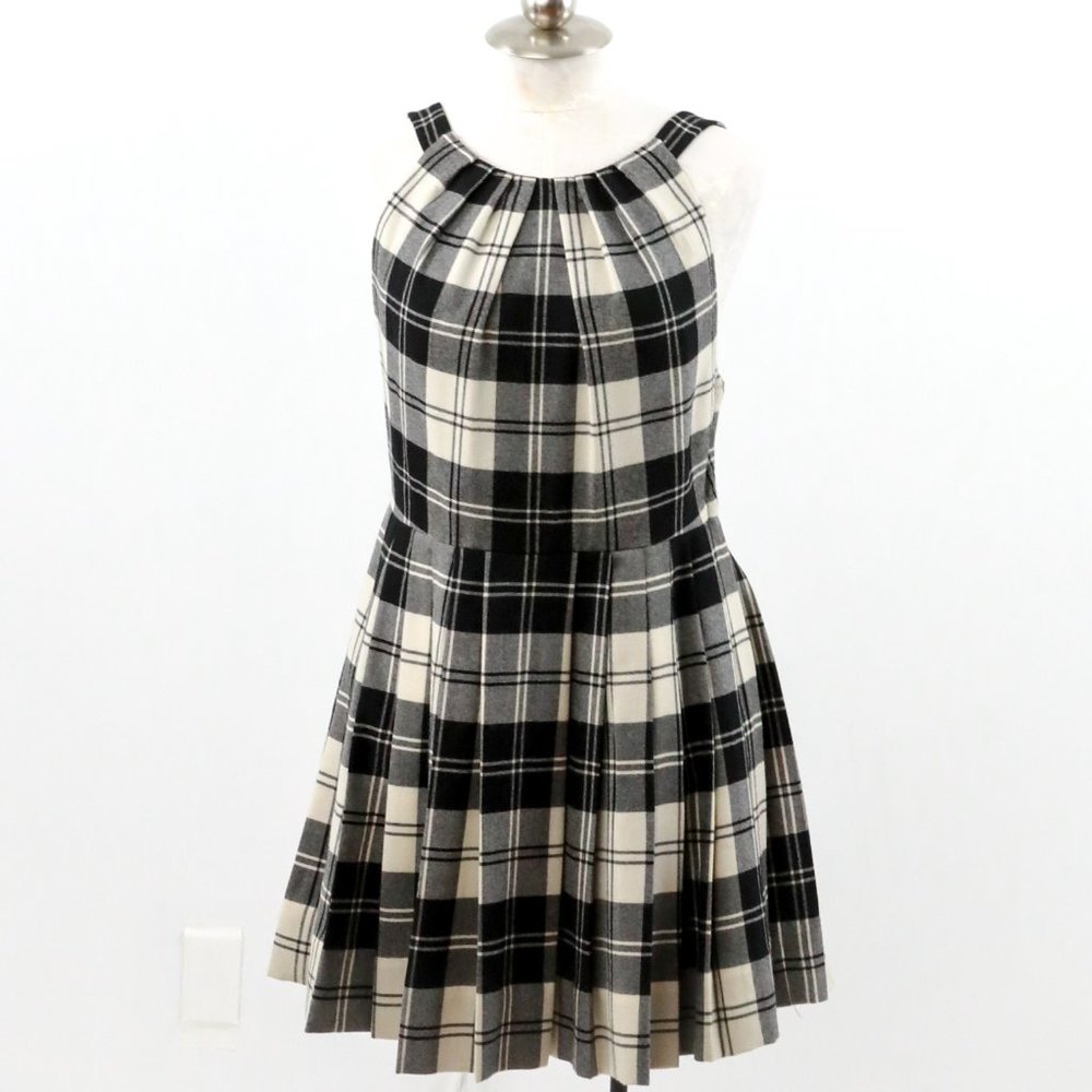 Anthropologie Jill Stuart Wool Dress 10 Wool Plaid Mini Schoolgirl Jumper NWT